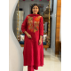 A line kurta set with Neck Beautiful vibrant floral print Red