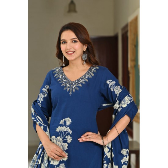 Kurta with V neck and beautifully design on neck in rayon silk fabric.