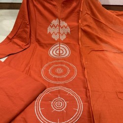 Abstract cotton 3 Piece set for work & casual wear floral on kurta & slit with highlights and beautiful placed dupatta