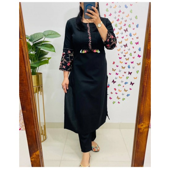 New Launch khadi cotton fabric straight kurta with pant set for work/casual wear