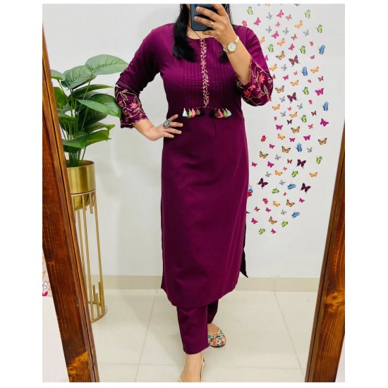 New Launch khadi cotton fabric straight kurta with pant set for work/casual wear