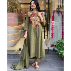 A line kurta set with Neck Beautiful vibrant floral print 