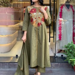 A line kurta set with Neck Beautiful vibrant floral print 