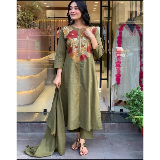 A line kurta set with Neck Beautiful vibrant floral print 