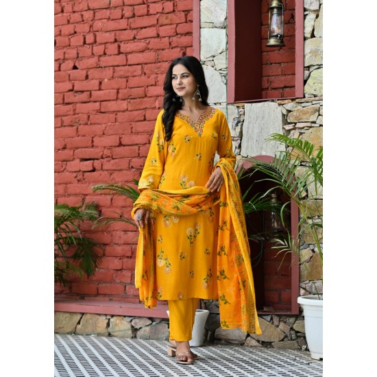 Enjoy Your Festival & wedding with Our Beautiful 3pc suit set with chiffon dupatta with beautiful design.