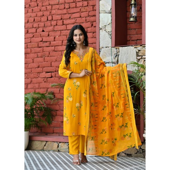 Enjoy Your Festival & wedding with Our Beautiful 3pc suit set with chiffon dupatta with beautiful design.