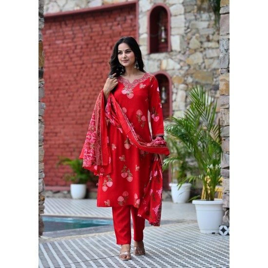 Enjoy Your Festival & wedding with Our Beautiful 3pc suit set with chiffon dupatta with beautiful design.