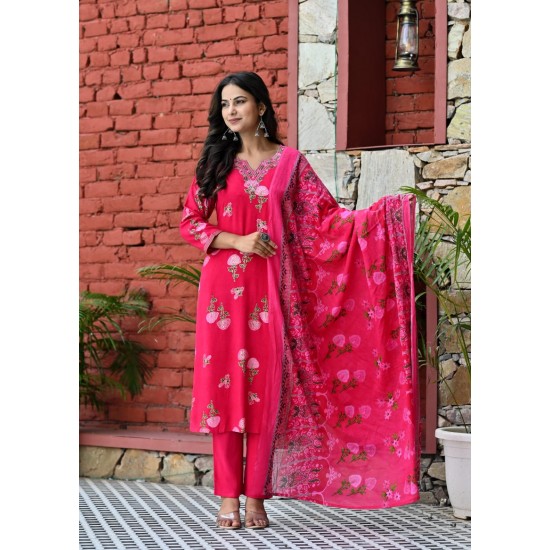 Enjoy Your Festival & wedding with Our Beautiful 3pc suit set with chiffon dupatta with beautiful design.