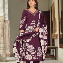 Kurta with V neck and beautifully design on neck in rayon silk fabric.