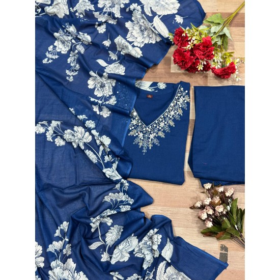 Kurta with V neck and beautifully design on neck in rayon silk fabric.