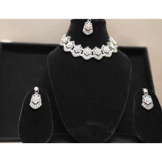 Oxidised Silver Brass Chokar Jewel Set