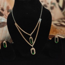 Brass Rhodium AD Double Layered Pendent Set 