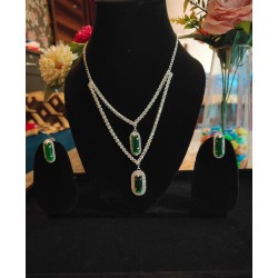 Brass Rhodium AD Double Layered Pendent Set 