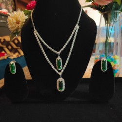 Brass Rhodium AD Double Layered Pendent Set 