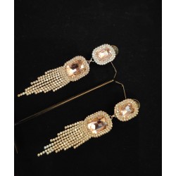 American Diamond(AD) Earrings Cubic Alloy Drops & Danglers - Pink