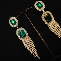 American Diamond(AD) Earrings Cubic Alloy Drops & Danglers - Green