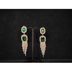 American Diamond(AD) Earrings Cubic Alloy Drops & Danglers - Green