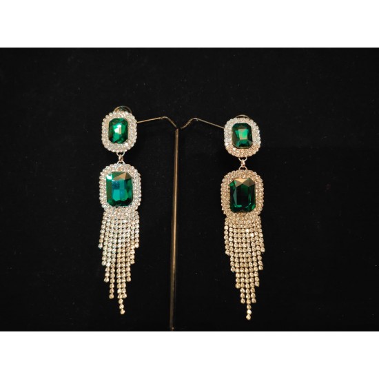 American Diamond(AD) Earrings Cubic Alloy Drops & Danglers - Green