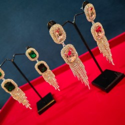 American Diamond(AD) Earrings Cubic Alloy Drops & Danglers - Green