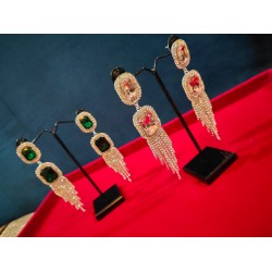 American Diamond(AD) Earrings Cubic Alloy Drops & Danglers - Green