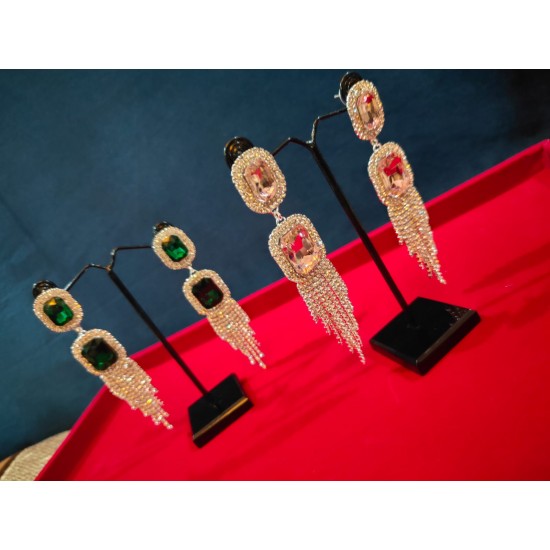 American Diamond(AD) Earrings Cubic Alloy Drops & Danglers - Green