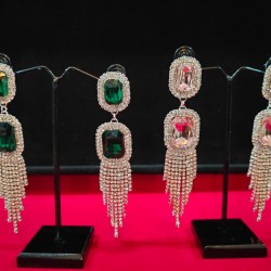 American Diamond(AD) Earrings Cubic Alloy Drops & Danglers - Pink