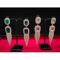 American Diamond(AD) Earrings Cubic Alloy Drops & Danglers - Pink