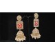 Kundan White Bead Jhumka Earrings | Heavy Party Wear Jewellery Beads Brass Jhumki Earring