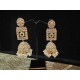 Kundan White Bead Jhumka Earrings | Heavy Party Wear Jewellery Beads Brass Jhumki Earring