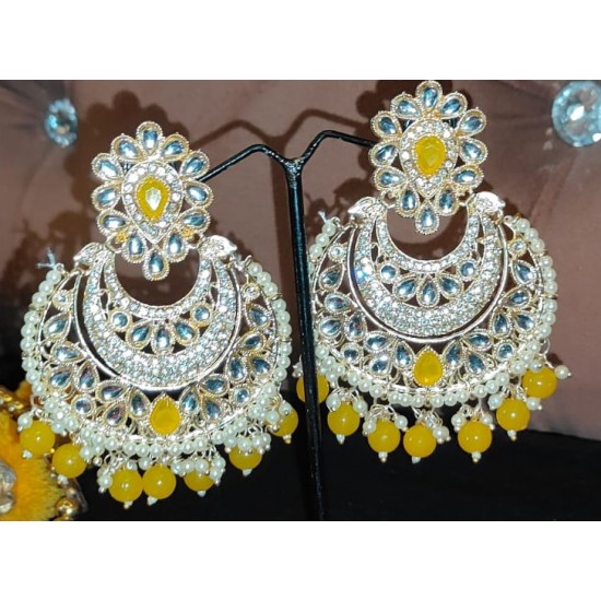 Traditional Gold Plated Kundan Pearl Earrings