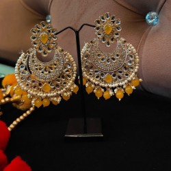 Traditional Gold Plated Kundan Pearl Earrings