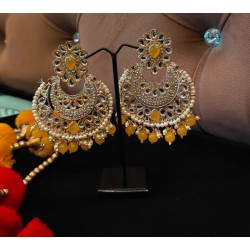 Traditional Gold Plated Kundan Pearl Earrings