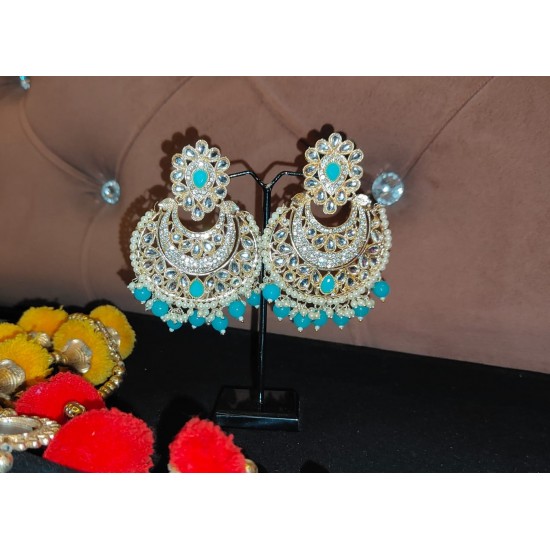 Traditional Gold Plated Kundan Pearl Earrings