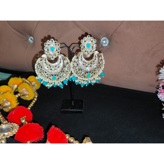 Traditional Gold Plated Kundan Pearl Earrings