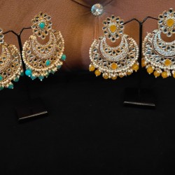 Traditional Gold Plated Kundan Pearl Earrings