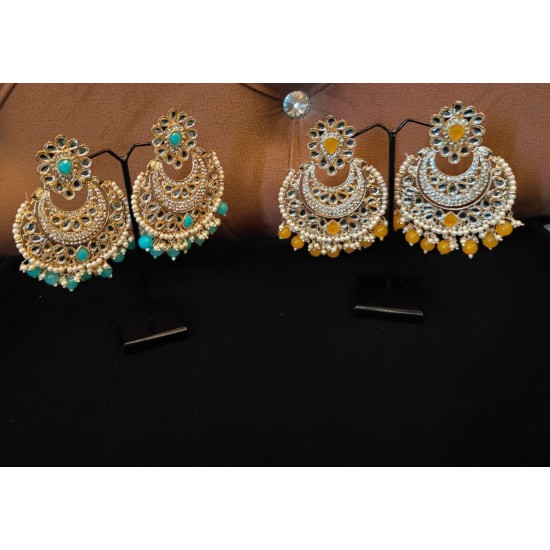 Traditional Gold Plated Kundan Pearl Earrings