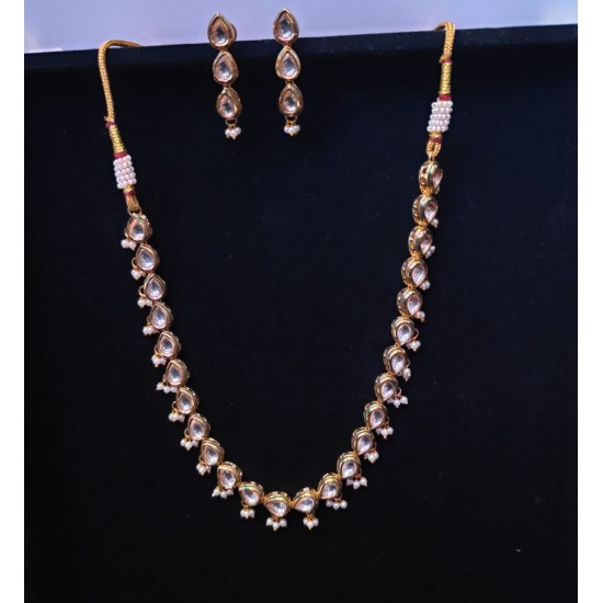 Traditional Kundan Bead Studded Polki Necklace Set