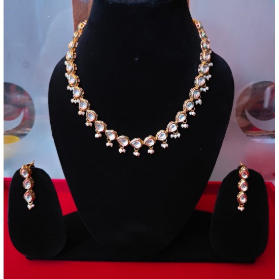 Traditional Kundan Bead Studded Polki Necklace Set