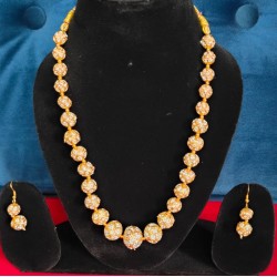 Antique gold-toned Ball necklace with matching filigree drop earrings