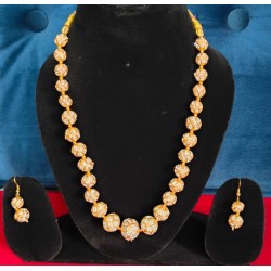 Antique gold-toned Ball necklace with matching filigree drop earrings