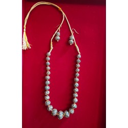 Antique gold-toned Ball necklace with matching filigree drop earrings