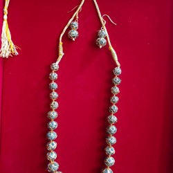 Antique gold-toned Ball necklace with matching filigree drop earrings