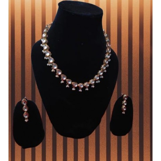 Traditional Kundan Bead Studded Polki Necklace Set