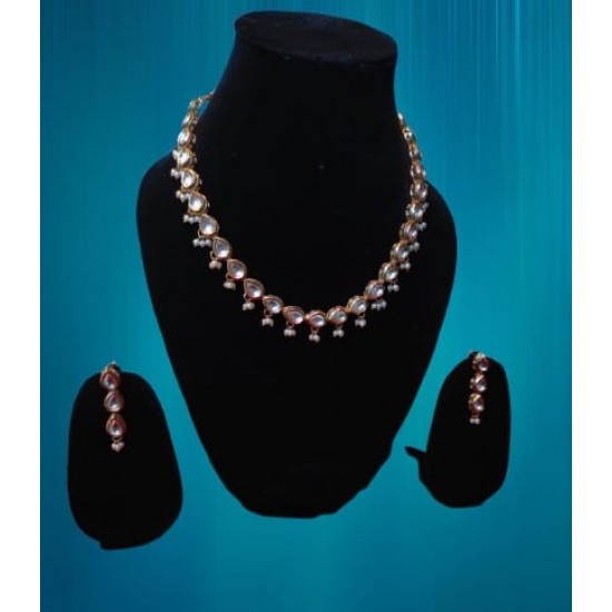 Traditional Kundan Bead Studded Polki Necklace Set