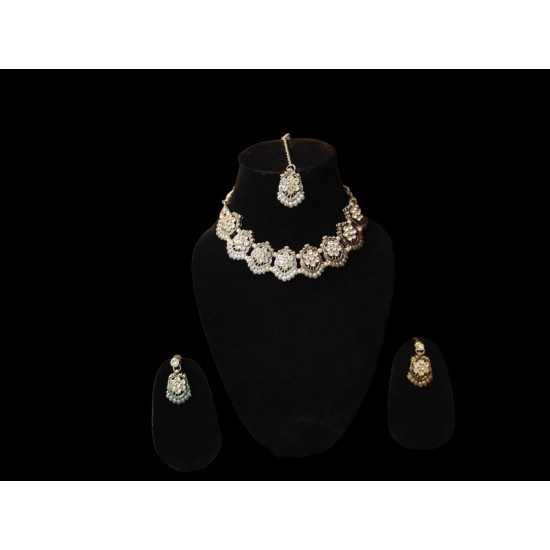 Oxidised Silver Brass Chokar Jewel Set