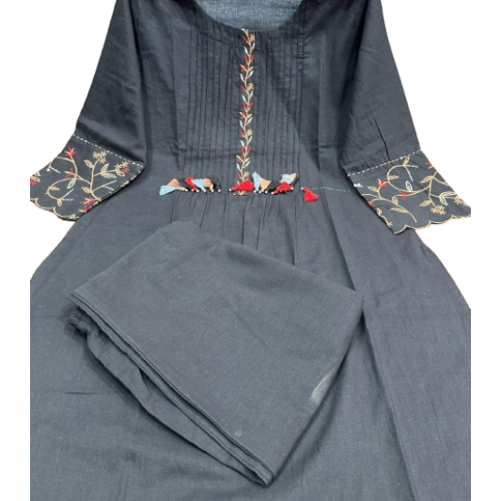 New Launch khadi cotton fabric straight kurta with pant set for work/casual wear