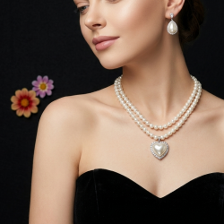 SMALL WHITE PEARL WITH EARRING JEWEL SET