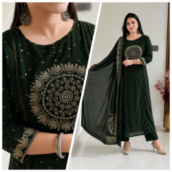Elevate your ethnic wardrobe with this elegant special suit set Dark Green
