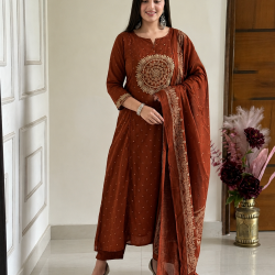 Elevate your ethnic wardrobe with this elegant special suit set Rust
