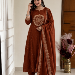 Elevate your ethnic wardrobe with this elegant special suit set Rust
